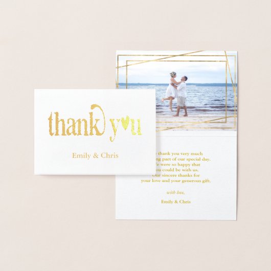 Gold Foil | Kute kalligrafie Foto bedankt Folie Kaarten (Display)