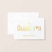Gold Foil | Kute kalligrafie Foto bedankt Folie Kaarten (Voorkant met envelop)