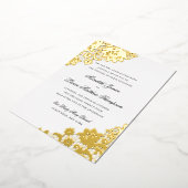 Gold Foil Lace Black en Gold Script Weddenschap Fo Folie Uitnodiging (Gedraaid)