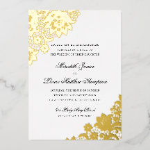 Gold Foil Lace Black en Gold Script Weddenschap