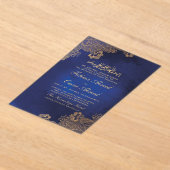 Gold Foil Lace  Blue Islamic lim Weduwen Acryl Uitnodigingen (Laagn)