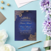 Gold Foil Lace  Blue Islamic lim Weduwen Acryl Uitnodigingen (Insitu (Huwelijk))