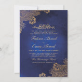 Gold Foil Lace  Blue Islamic lim Weduwen Kaart (Voorkant)