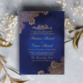 Gold Foil Lace  Blue Islamic lim Weduwen Kaart