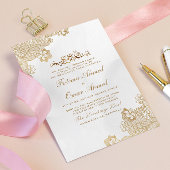 Gold Foil Lace Cream Islamic Muslim Weduwen Kaart