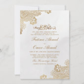Gold Foil Lace Cream Islamic Muslim Weduwen Kaart (Voorkant)