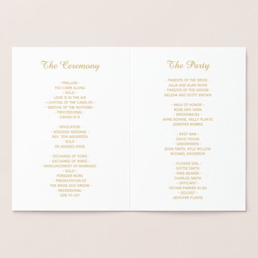 Gold Foil  Lace Damask Wedding Program Folie Kaarten (Binnen)