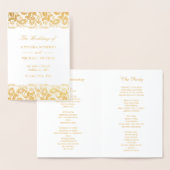 Gold Foil  Lace Damask Wedding Program Folie Kaarten (Display)