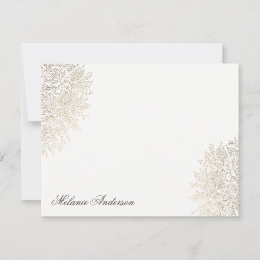 Gold Foil  Lace Elegant Custom Note Card Notitiekaartje (Voorkant)