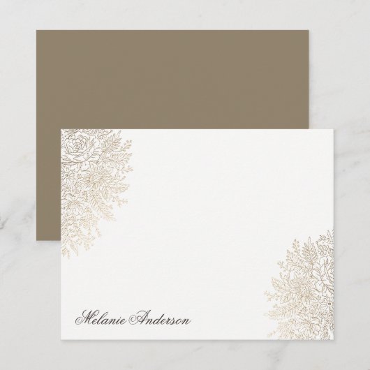 Gold Foil  Lace Elegant Custom Note Card Notitiekaartje (Voorkant / Achterkant)