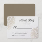 Gold Foil Lace Elegant RSVP-kaart RSVP Kaartje (Voorkant / Achterkant)