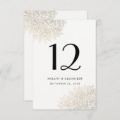 Gold Foil Lace Elegant Table Number Kaart (Voorkant / Achterkant)