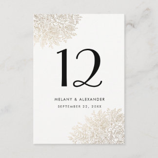 Gold Foil Lace Elegant Table Number Kaart