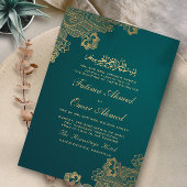 Gold Foil Lace  Groen Islamitisch Weddenschap Kaart