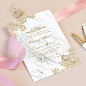 Gold Foil Lace Marble White Islamic Muslim Weduwsc Kaart