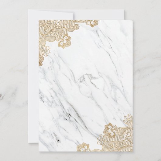 Gold Foil Lace Marble White Islamic Muslim Weduwsc Kaart (Achterkant)