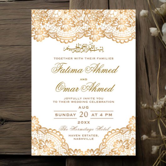 Gold Foil Lace  Witte Islamitische Islamitische Is Kaart