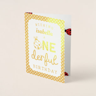 Gold Foil Ladybug Onederful Birthday Folie Kaarten