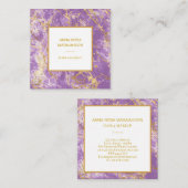 *~* Gold Foil Lavender Marble Modern Girly Luxe Vierkante Visitekaartje (Voorkant / Achterkant)