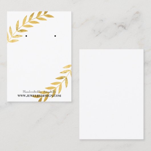 Gold Foil Leaf Earring Jeweling Display Custom Visitekaartje (Voorkant / Achterkant)