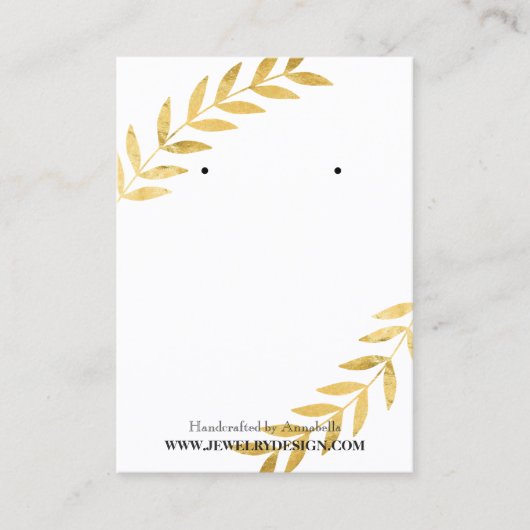 Gold Foil Leaf Earring Jeweling Display Custom Visitekaartje (Voorkant)