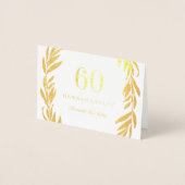 Gold Foil Leaf Wreath 60th Birthday Invitation Folie Kaarten (Voorkant)
