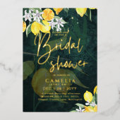 Gold Foil Lemon Zest VRIJGEZELLENFEEST QR Code Folie Uitnodiging (Voorkant)