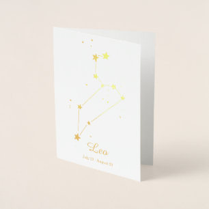 Gold Foil LEO Zodiac Sign Constellation Folie Kaarten