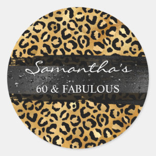 Gold Foil Leopard Black Brush Stroke 60 & Fabulous Ronde Sticker