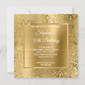 Gold Foil Leopard Glam 50th Birthday Kaart (Voorkant)