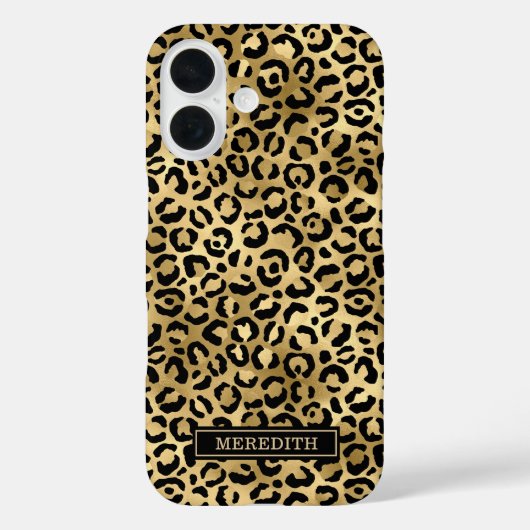 Gold Foil Leopard Print Monogrammed Case-Mate iPhone Case (Achterkant)
