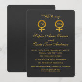 Gold Foil Lesbian Engagement Party - Uitnodiging (Voorkant / Achterkant)