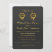 Gold Foil Lesbian Engagement Party - Uitnodiging (Voorkant)
