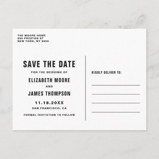 Gold Foil Lettering Foto opslaan Datum Aankondigingskaart (Achterkant)