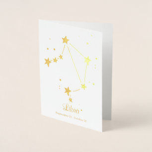 Gold Foil LIBRA Zodiac Sign Constellatie Folie Kaarten