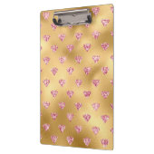 Gold Foil & Light Pink Glam Glitter Diamonds Klembord (Links)