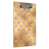 Gold Foil & Light Pink Glam Glitter Diamonds Klembord (Rechts)