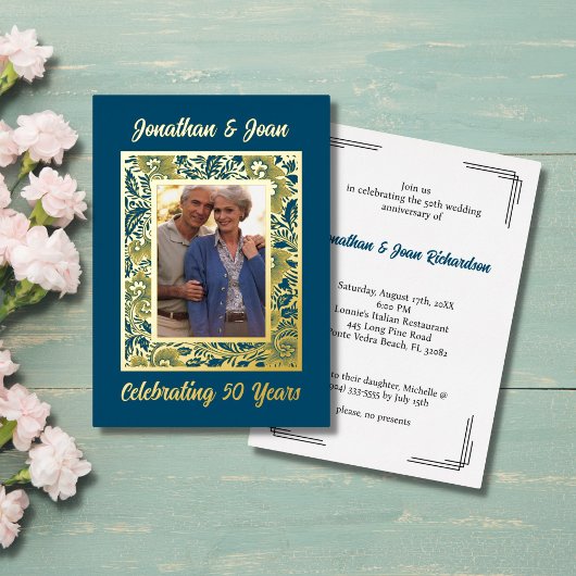 Gold Foil Lijst 50e Jubileum Folie Feestdagenkaart