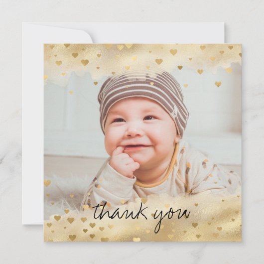 Gold Foil Lijst Baby Photo Square Hartelijk dank (Voorkant)