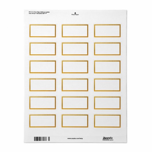 Gold Foil Lijst Blank Adres Etiket (Full Sheet)