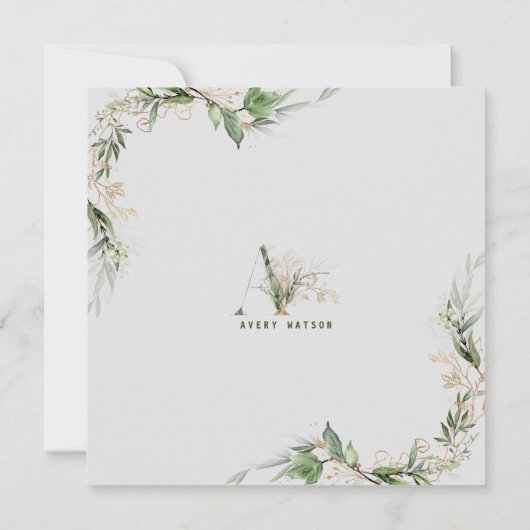 Gold Foil Lijst Boho Botanische Eucalyptus Foto Aankondiging (Achterkant)