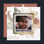 Gold Foil Lijst Boho Pampas Boho Foto Birth Aankondiging<br><div class="desc">Gold Foil Lijst Boho Pampas Boho Fotoaankondiging... </div>