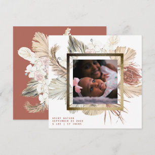 Gold Foil Lijst Boho Pampas Boho Foto Birth Aankondiging