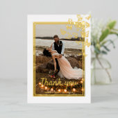 Gold foil lijst bruiloft bedankt folie uitnodiging (Staand Voorkant)