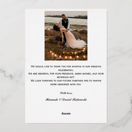 Gold foil lijst bruiloft bedankt folie uitnodiging (Achterkant)