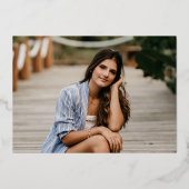 Gold Foil Lijst & Florals Foto Afstuderen Folie Folie Uitnodiging (Achterkant)