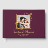 Gold Foil Lijst op Bourgondische bruiloft Gastenboek (Voorkant)