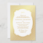 Gold Foil Lijst Striped Wedding Invitation Kaart (Voorkant)