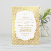 Gold Foil  Lijst Striped Wedding Invitation Kaart (Staand voorkant)