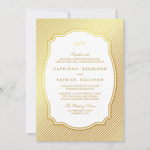 Gold Foil  Lijst Striped Wedding Invitation Kaart